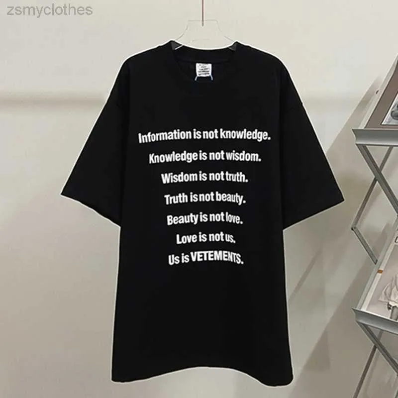 Homens camisetas Boa qualidade 2022ss Vetements Moda T-shirt Homens Propaganda EUA é Vetements Mulheres Camiseta Tees VTM Manga Curta