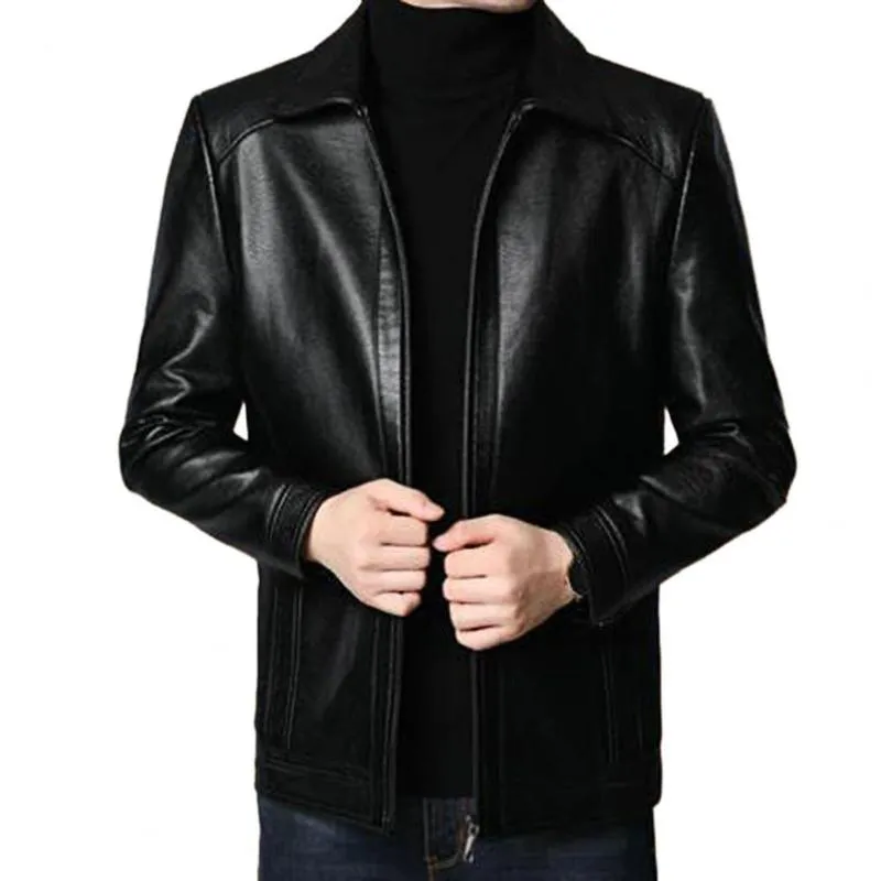 Mens leather jacket clearance with zippers on sleeves