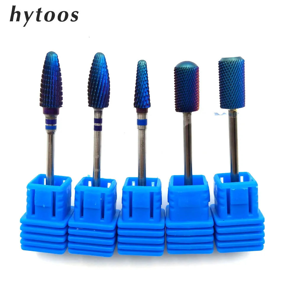 Nail Manicure Set HYTOOS Blue Rainbow Nail Drill Bit 332" Tungsten Carbide Burrs Manicure Bits Drill Accessories Milling Cutter Nail Art Tools 230828