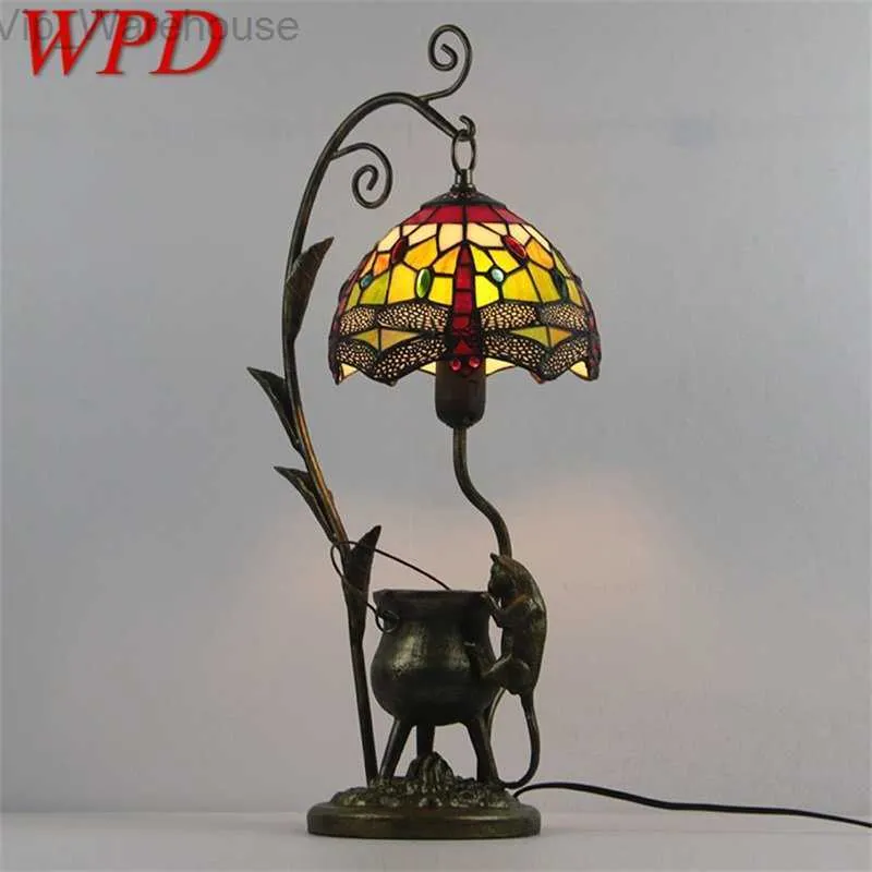 WPD Tiffany Glass Table Lamp LED Modern Creative Design Novelty Desk Light for Decor Home Living Room Hotel Bedside HKD230829