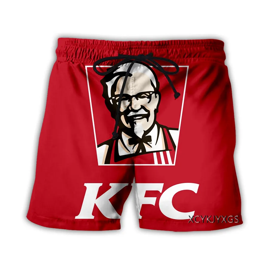 Mens Cool Print KFC 3D Graphic Shorts Men Hip Hop Sportwear Punk