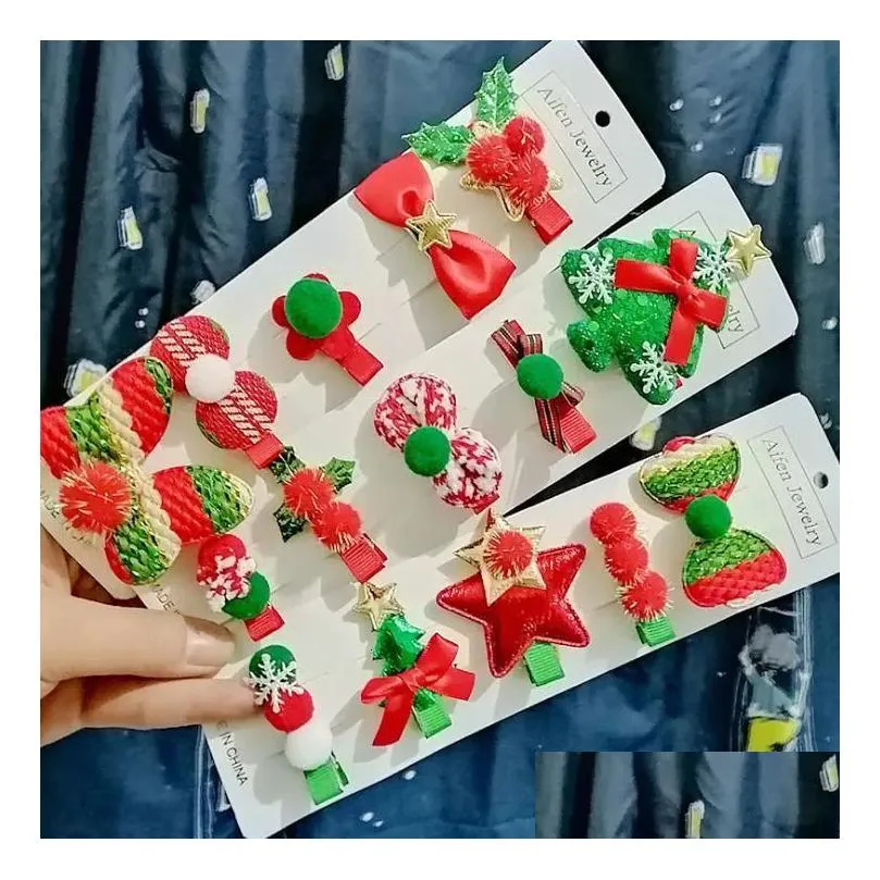 Kerstversiering Pin 2024 Haar S 5 stks/set Leuke Sneeuwpop Kerstman Kaart Meisjes Clip Accessoires Op Voorraad Drop Delivery Thuis Gar Dhbfm