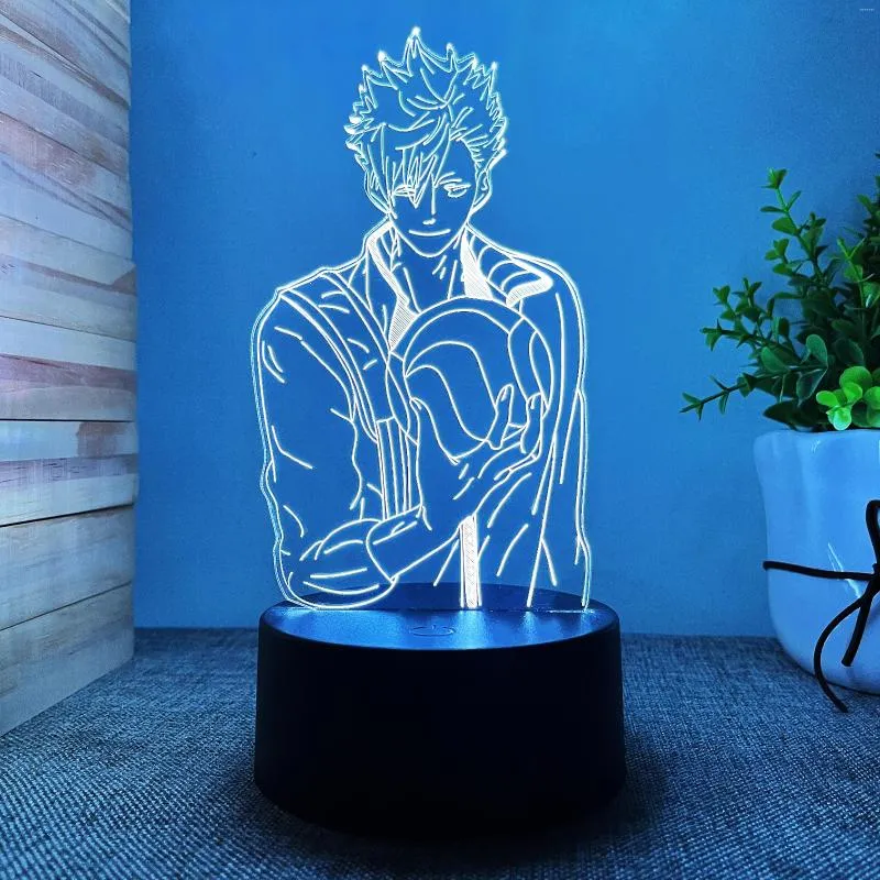 Veilleuses LED Anime Haikyuu Tetsuro Kuroo pour décoration de chambre à coucher, cadeau d'anniversaire, veilleuse à piles, gadget Manga, lampe Haikyu