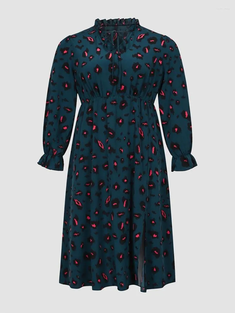 プラスサイズのドレスFinjani Women's Dresse Navy Tie Dye Invinenct for 2023ファッションボウネックラインドレス