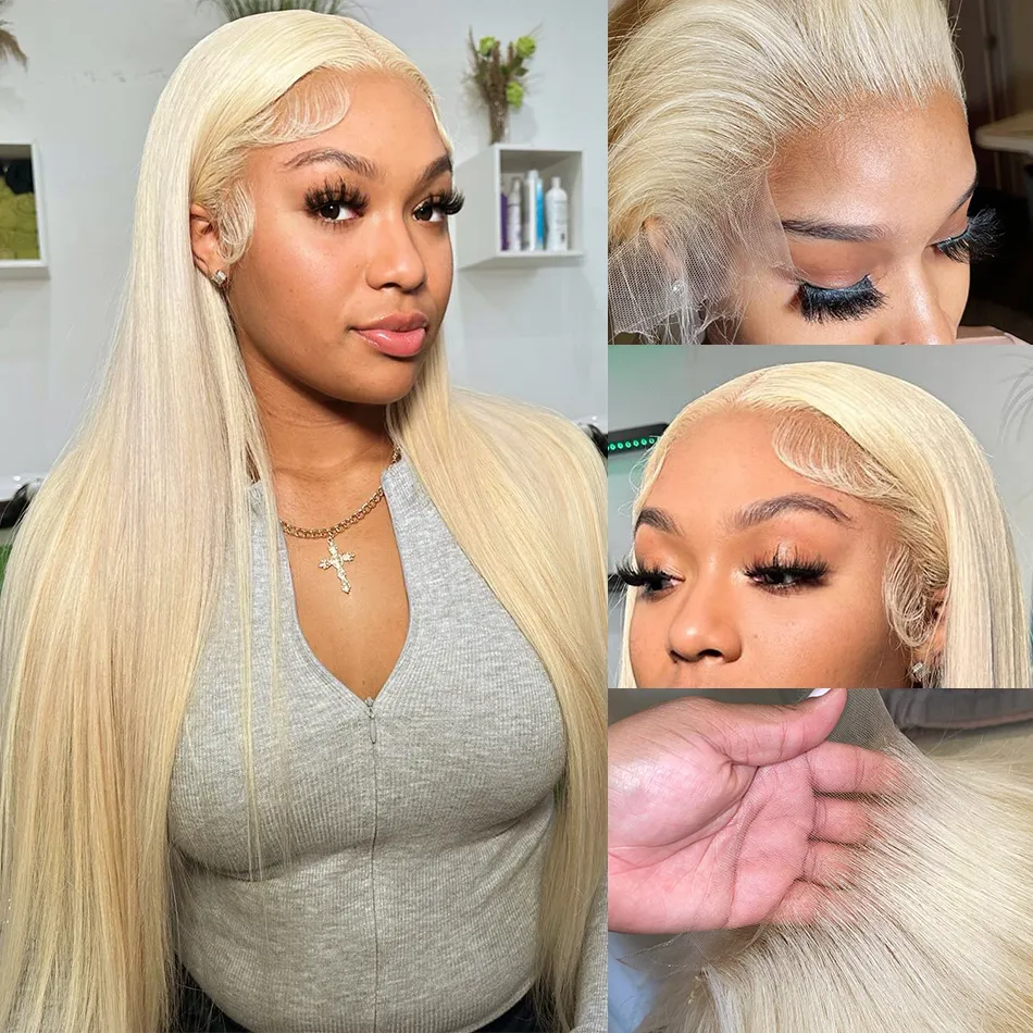 30 32 Inch 613 Blonde Straight 13x6 Lace Frontal Wig 250 Density Color 13x4 Lace Front Wig Human Hair 4x4 Closure Wig for Women