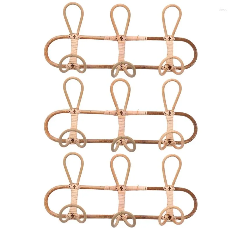 Hangers 3X Rotan Muurhaken Kinderkleding Organizer Rack Kleding Hoed Ophanghaak Hanger Room Decor