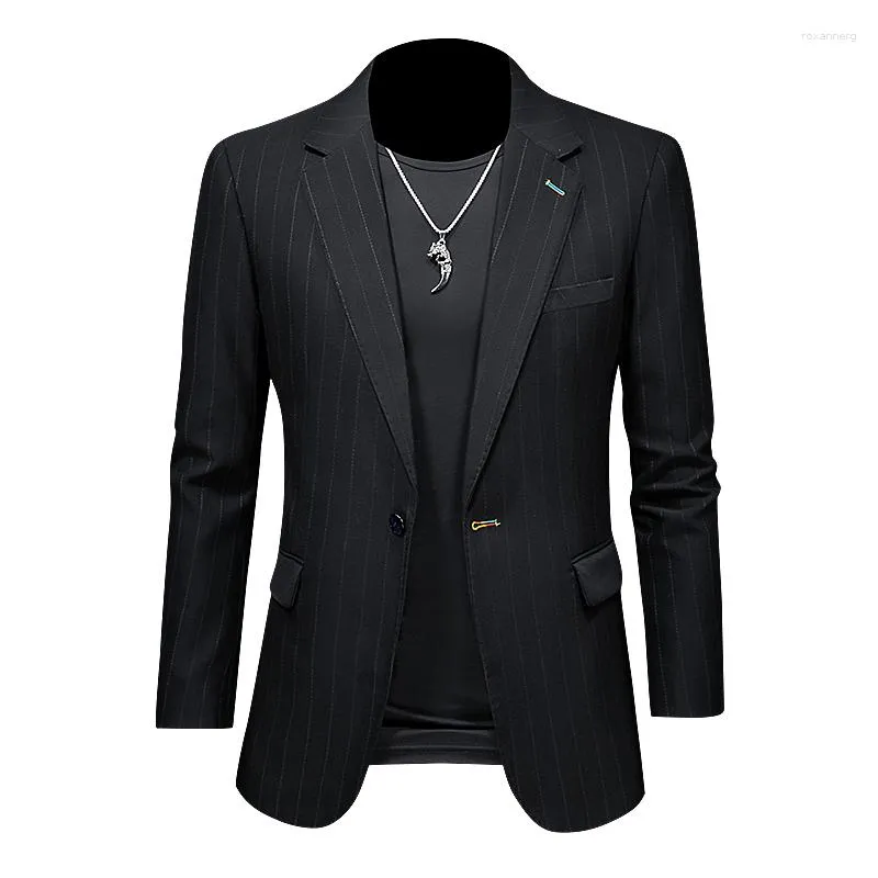 Мужские костюмы Mens Black Blazers 2023 Spring Men Blazer Smart Casual Jacket Solid Business Backets Мужской офицер S-5XL