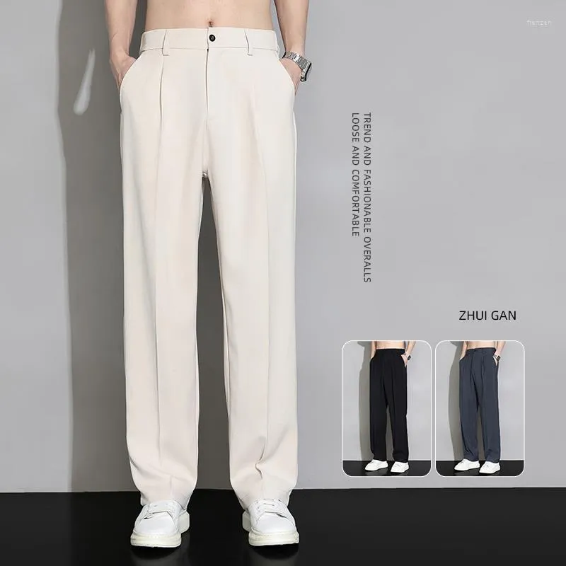 Ternos masculinos formais calças de terno masculino casual sólido perna larga calças de negócios para masculino em linha reta moda streetwear oversize roupas coreanas