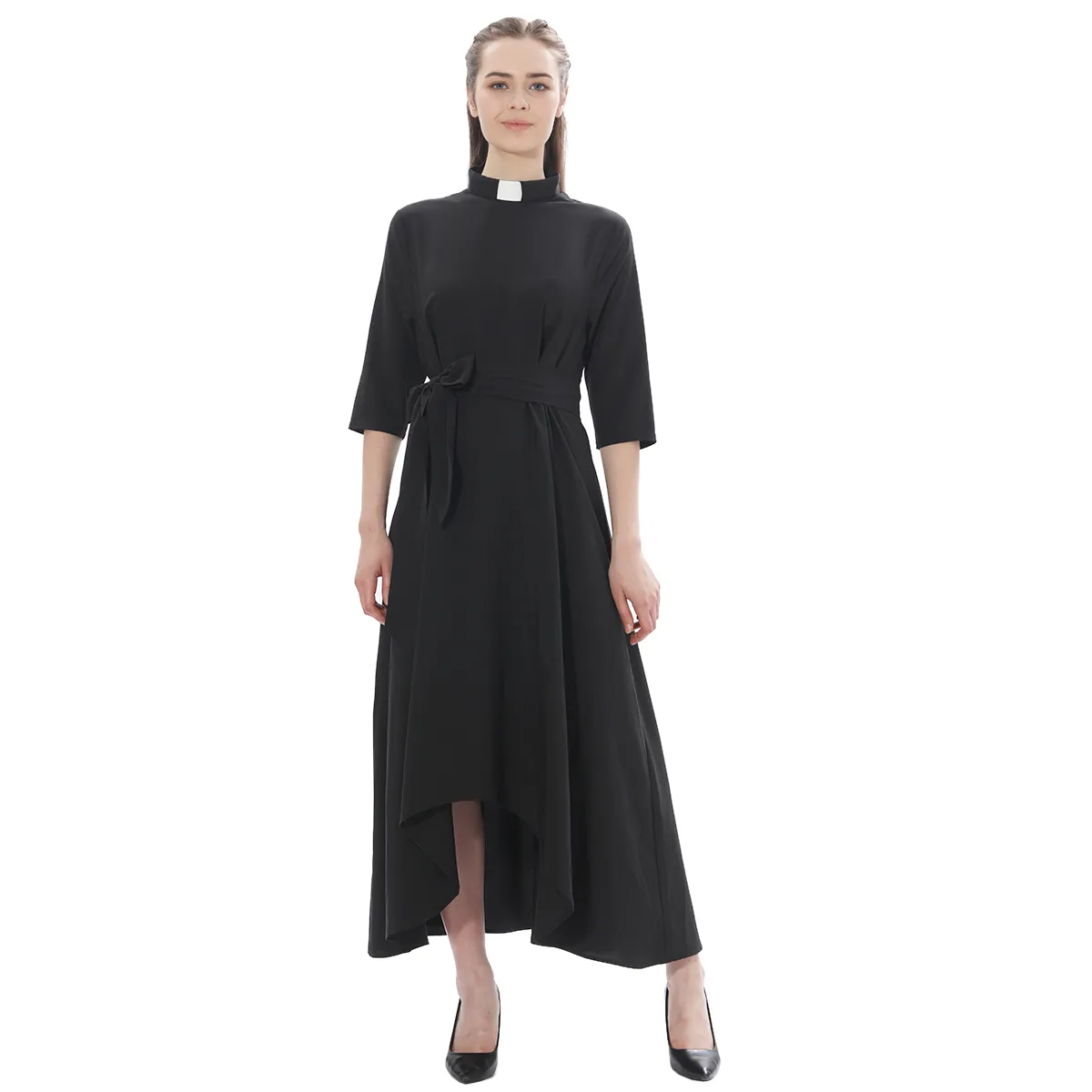clergy dress for women Christianartworkshop Multicolor Flared Sleeves Cassock with Cross Motifs & Ritual Aesthetic, Red / L main image 0