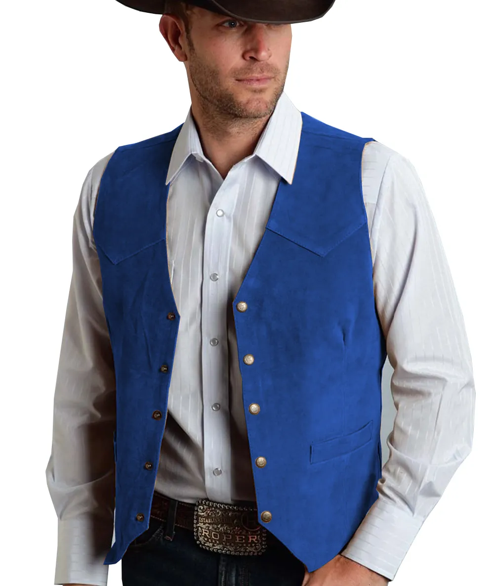 Herrenwesten Braune Weste Formeller Business-Anzug Wildlederweste Trauzeugen Für Hochzeit Cowboy 230829_voghion.com