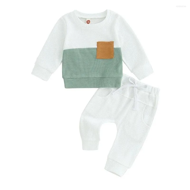 2pcs Baby Boy Striped Long-sleeve Hoodie and Colorblock Pants Set