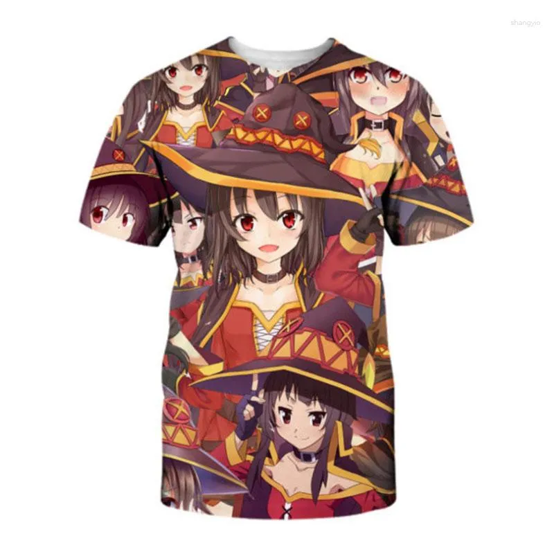 Magliette da uomo Konosuba T-shirt stampate in 3D Anime Uomo Donna Moda Streetwear Camicia a maniche corte oversize Harajuku T-shirt per bambini Top Abbigliamento