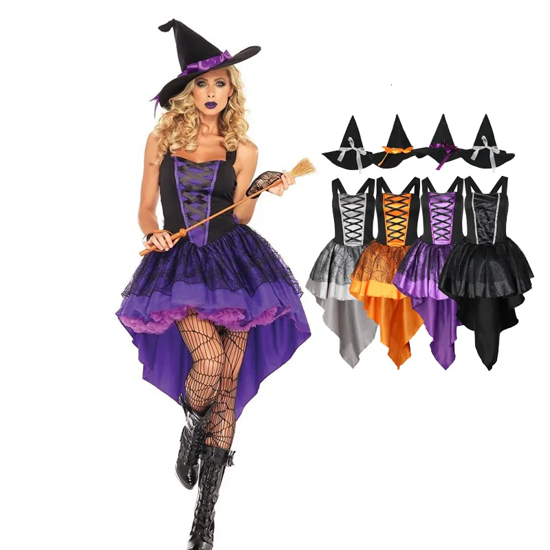 Urban Sexy Dresses Carnival Halloween Lady Multicolor Tuxedo Witch Costume Cute Elegant Crape Magic Playsuit Cosplay Fancy Party Dress 230829