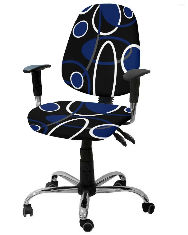 Крышка стулья синие черные геометрические абстрактные линии эластичный кресло компьютерная крышка съемки офисного скольжения с разделением сиденья
