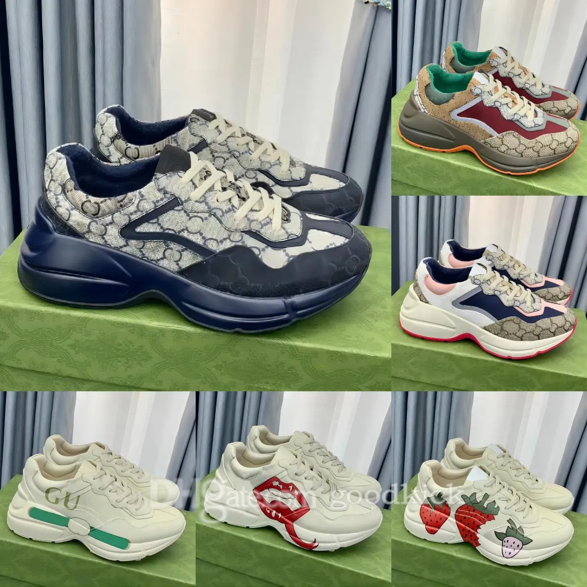 Rhyton Sneakers Дизайнерские обувь многоцветные кроссовки бежевые мужчины женские тренеры винтажные chaussures