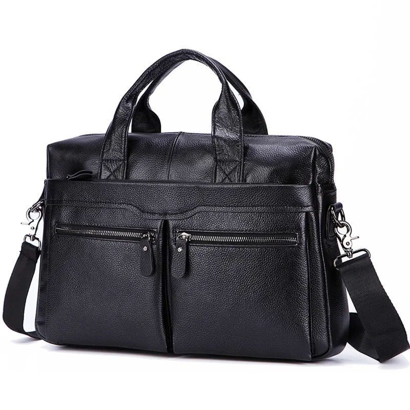 Kolejki Czarne mężczyźni oryginalne skórzane torebki duże skórzane 14 -calowe torby na laptopa torby biznesowe biznesowe torby podróżne torby na ramię 230830