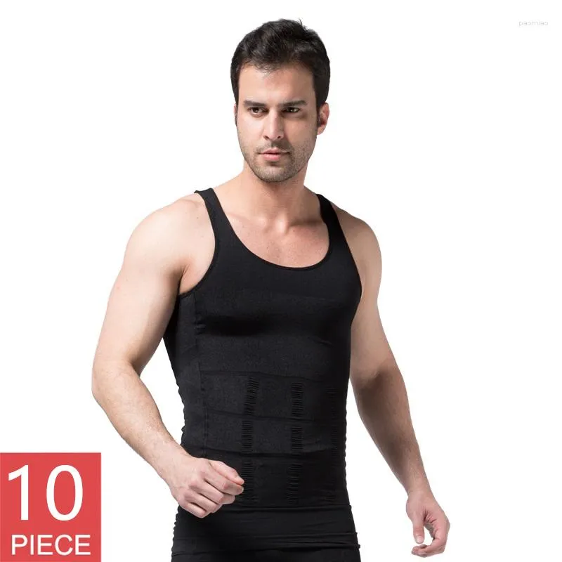 Men's Body Shapers 10PCS/SET Men Slimming Shaper Waist Trainer Vest Tummy Control Posture Shirt Belly Shapewear Chest Modeling Fat Corset