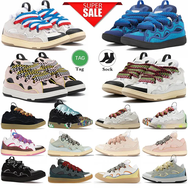 Lavins Curb Baskets en cuir Designer Chaussures décontractées Hommes Femmes Luxe Paris Plate-forme en caoutchouc extraordinaire Blanc Ivoire Baskets pour hommes Confort tissé à lacets Sneaker