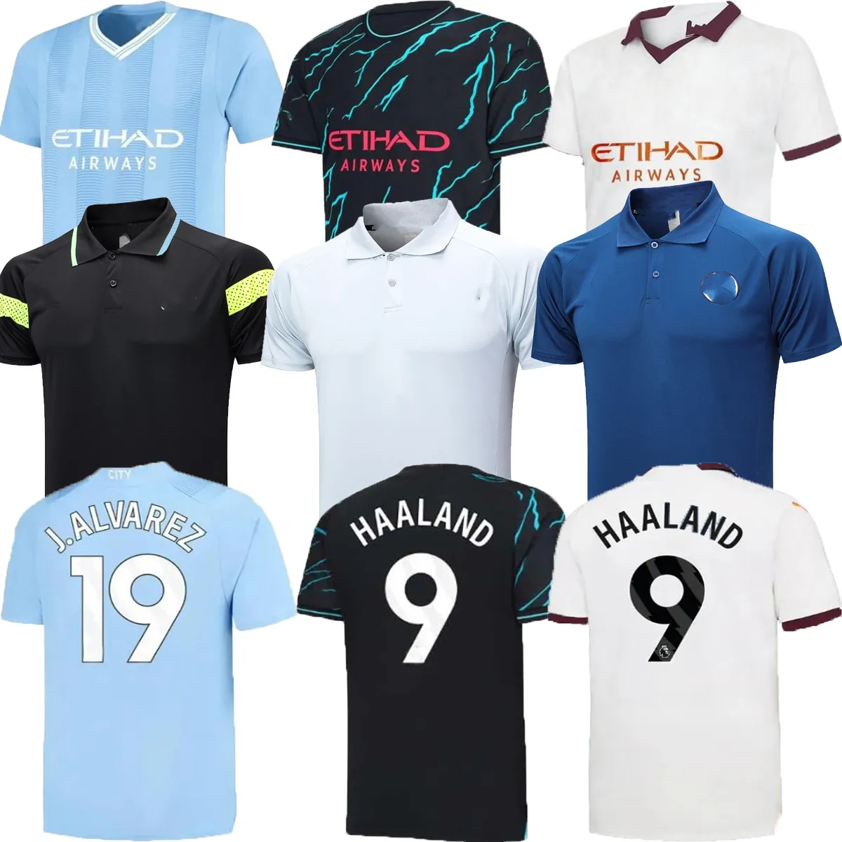 23 24 Haaland Soccer Jerseys Grealish Sterling Mans Cities Mahrez de Bruyne Foden 2023 2024 Polo Man Football Shirt Uniform