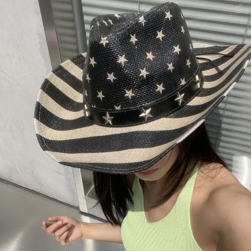 Gorras de bola Estrella Sombrero de vaquero Y2K Vaquera Despedida de soltera Novia nupcial Playa a rayas 230829