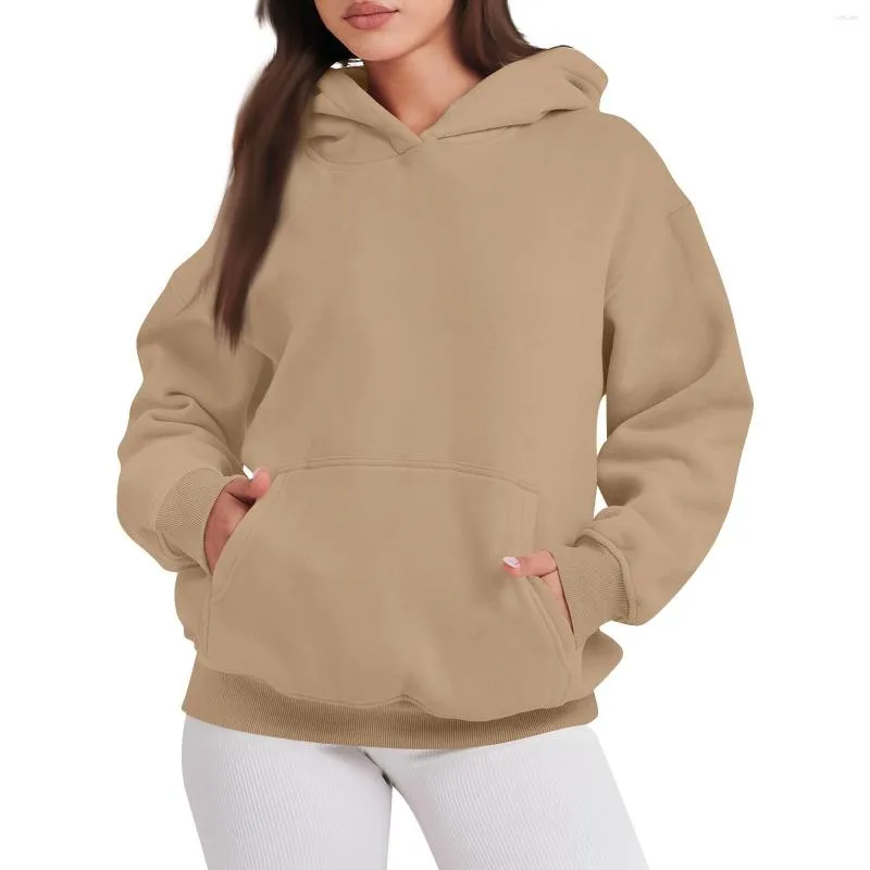 Kadın Hoodies Bayan Büyük Sweatshirt Kazak Polar Sweaters Cepli Uzun Kol Kış Güz Kıyafetleri Basit 2023