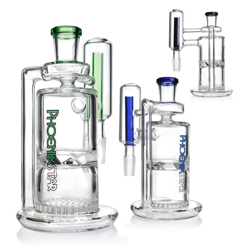 Glazen Bong Ashcatcher Asvanger met een turbine perc een honingraat perc ashcatcher 90 graden 14f/14m 18f/18m glasbongbevestiging Rookaccessoires