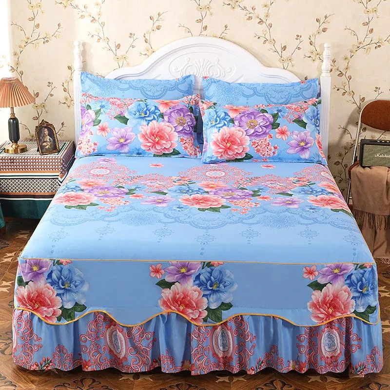 Bed Skirt Home Furnishing 2023 Aloe Cotton Side Cute Printed Pattern King Size Bedding Single Double Cover