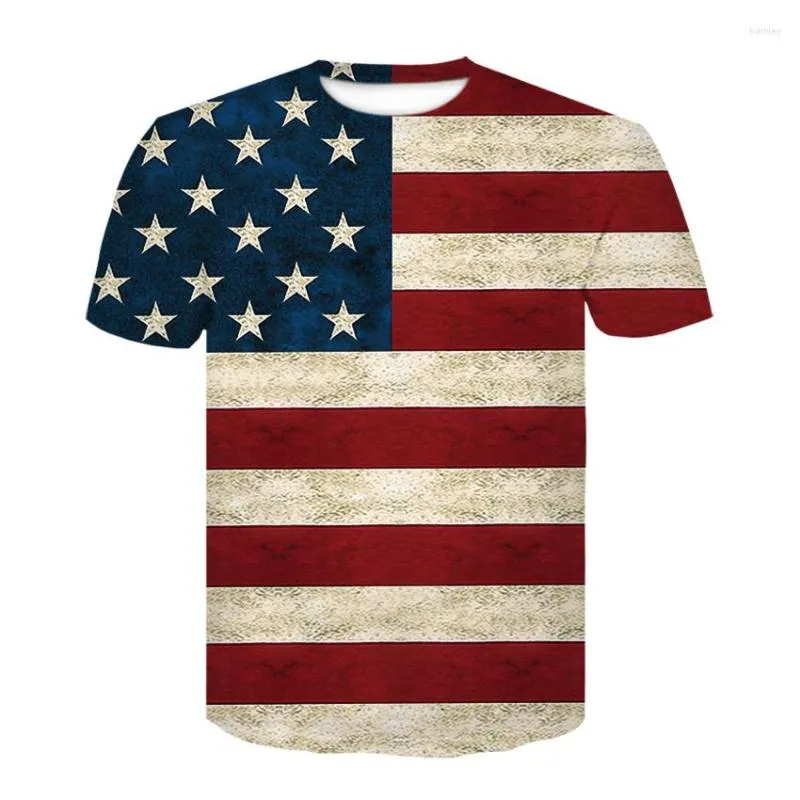 T-shirt da uomo USA Flag Shirt Uomo Donna Moda T-shirt oversize Bambini Boy Girl Tops Tees Stampa a righe Maglietta americana 3d Camiseta