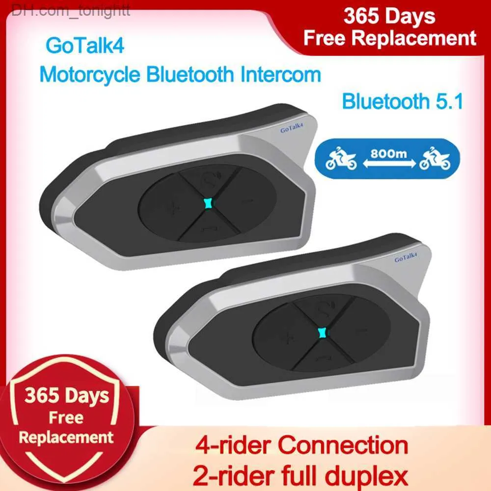 2pcs Latest 800m 4-rider Motorcycle Intercom Helmet Headsets BT 5.0 Wireless Communication Interphone Bike FM Radio Q230830