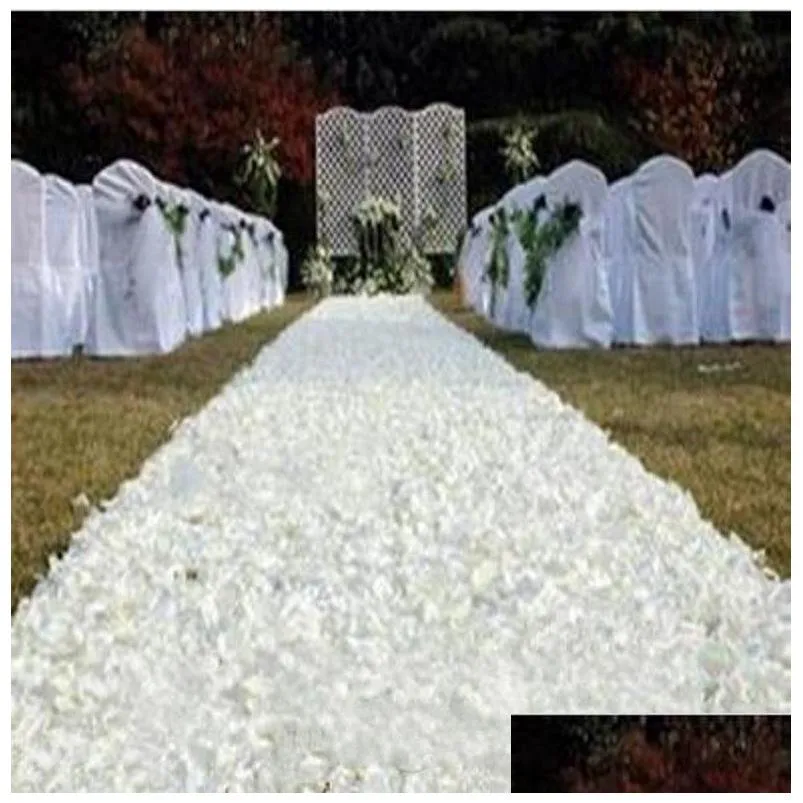 Other Festive Party Supplies 30M/Lot Wedding Aisle Runner White Rose Flower Petal Carpet For Centerpieces Favors Decoration Drop D Otlg4