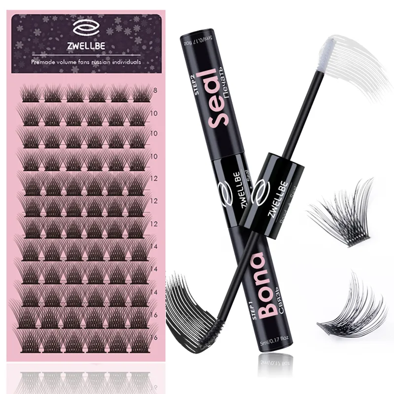 Falska ögonfransar DIY Eyelash Extension Kit 72st Lash Cluster Thin Band Lashes With Super Hold Mascara Brush Bond and Seal Glue Makeup 230829