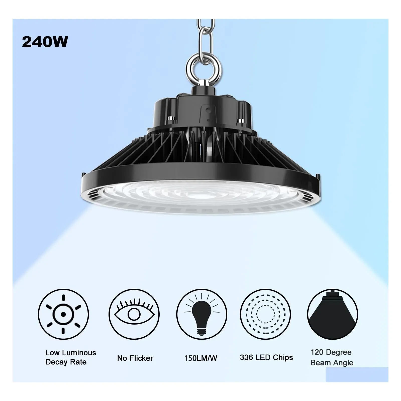 High Bay Etl Dlc Ufo Led Lumières 100W 150W 200W 240W Éclairage