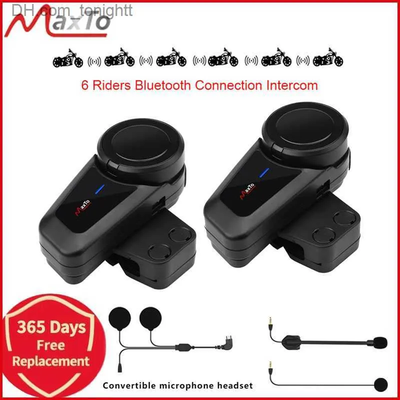 Maxto M2 Bluetooth Kask İntercom Motosiklet Kask İnterphet Kulaklık Kablosuz Bluetooth Moto Kulaklık 6 Rider için Q230830