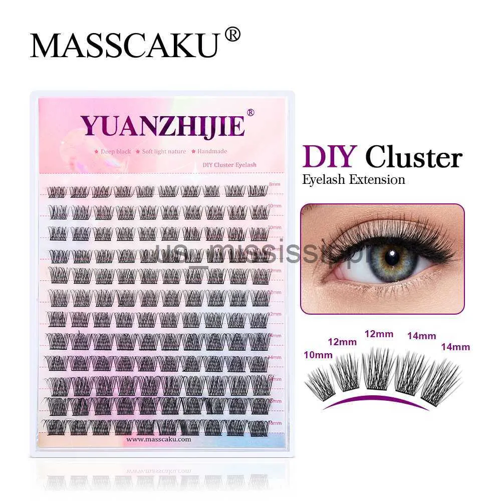 Cílios Postiços Masscaku 12 Linhas Segmentadas Tiras de Cílios Frim Spike Lashes Cluster Produtos de Maquiagem Cílios Falsos Soft Robbin Lash Strips x0830