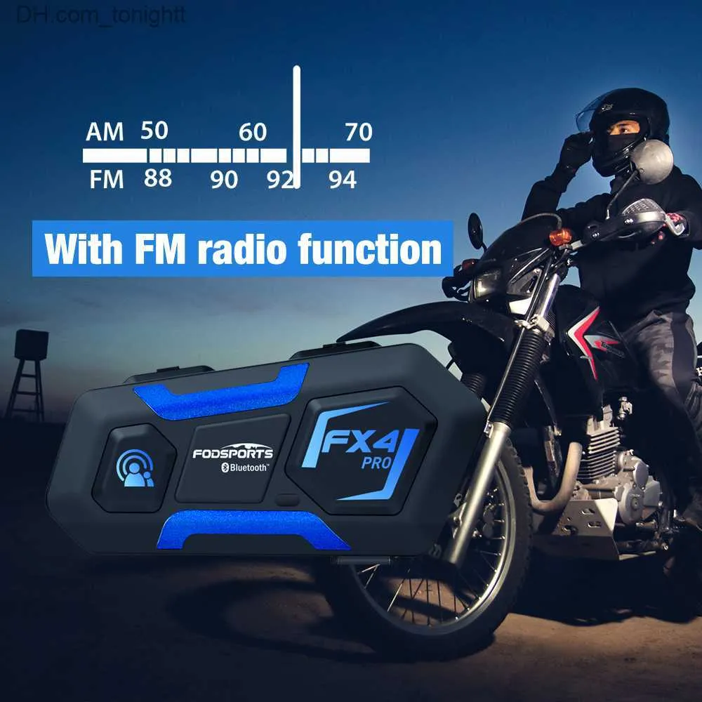 Fodsports FX4 Pro Helm Intercom 4 Rider 1000m Groep BT Interphone Motorhelm Bluetooth Headset Intercomunicador FM Q230830