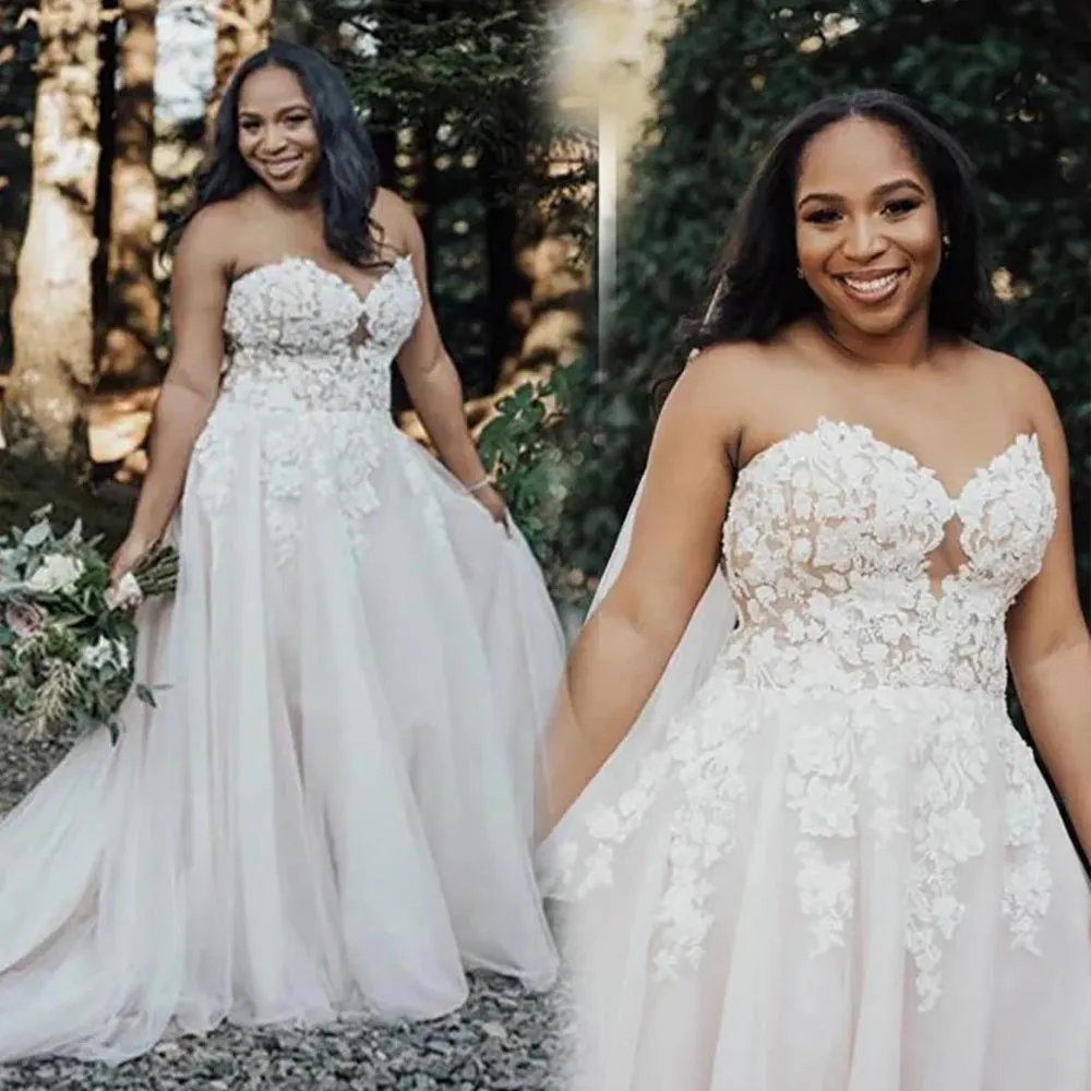 Vestidos De Novia Nuevos Vestidos De Novia Blancos Una Linea Tren De Barrido Formal Apliques De Tul Marfil Personalizado Tallas Grandes Con Cordones Carino Sin Mangas De 139 75 DHgate
