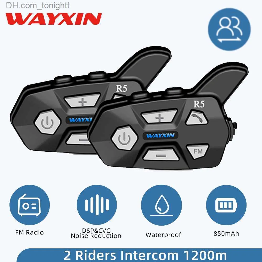 WAYXIN R5 MOTORCYCLE INTERCOM HELME HEADSET FM RADIO BT5.0 Kommunikation Interphone Intercomunicador Moto Waterproof 2 Rider Q230830