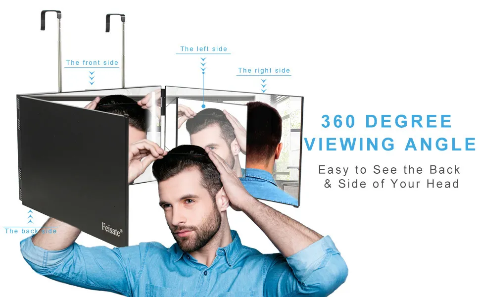 360° Self Cut Mirror With LED Lights For Men Compact Barber Mirror For  Haircuts And Haircutting, Reclining Head And Visibility From Lian07,  $110.26