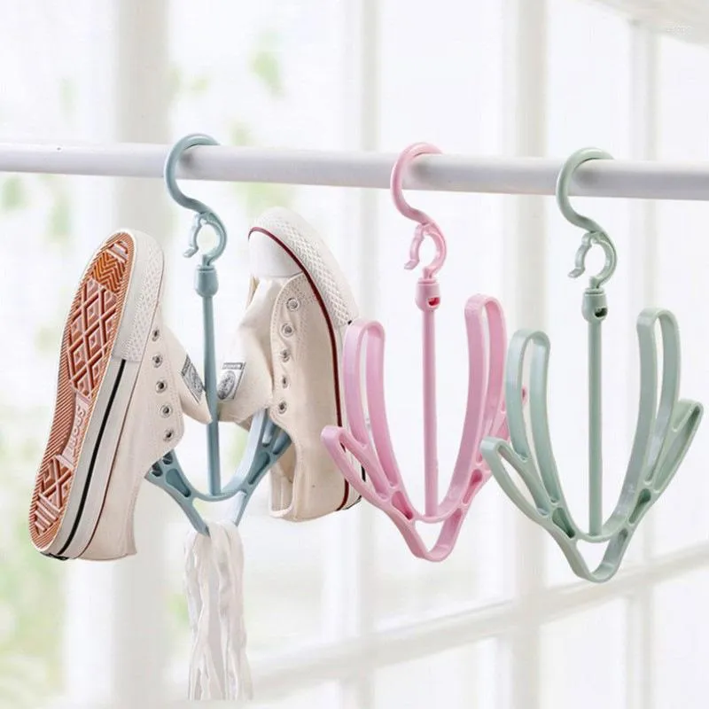 Hangers Creative Windproof Double Hook Shoe Drying Rack Outdoor Multi-functional Hanging Rotatable Plastic