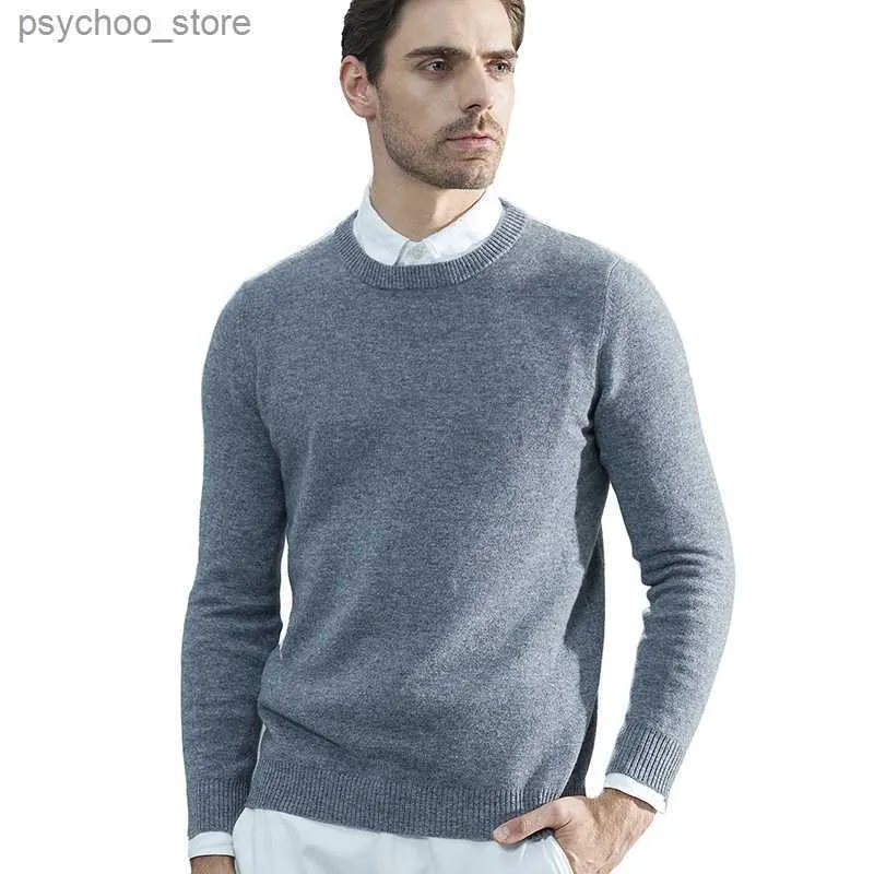 Men Knitted Sweaters Cashmere Sweater 100% Merino Wool O-Neck Long-Sleeve Thick Pullover Man Winter Autumn Male Jumpers Clothing Q230830