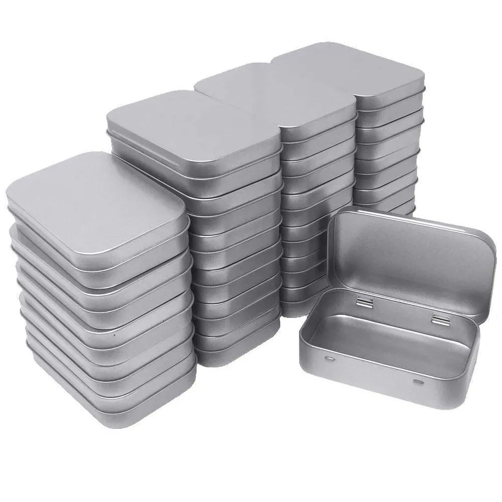 Caixas de armazenamento Caixas 24 Metal Rectangar Vazio Latas Articuladas Caixa Recipientes Mini Portátil Pequeno Kit Home Organizador 3,75 por 2,45 Drop Deli Dhxeq