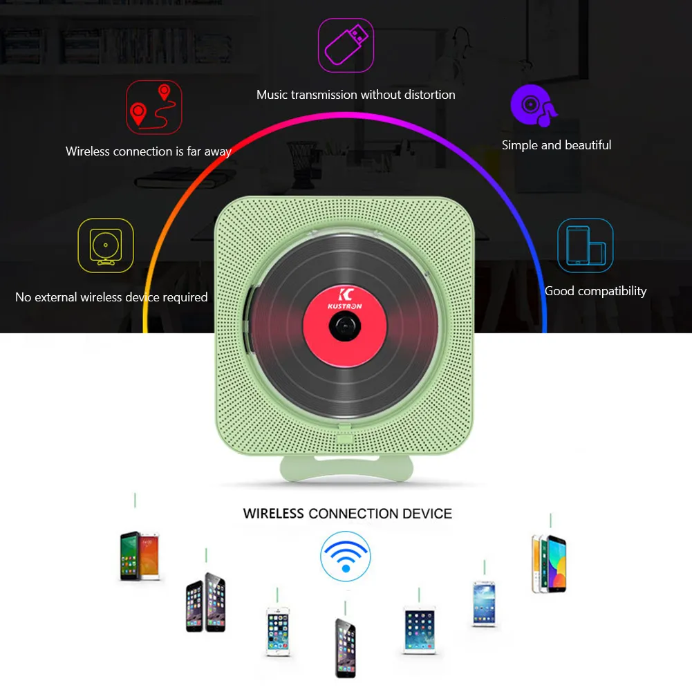 Lettore CD Musica portatile Display LED Compatibile con Bluetooth 51 lettori da 35 mm Telecomando wireless stereo a infrarossi 230829