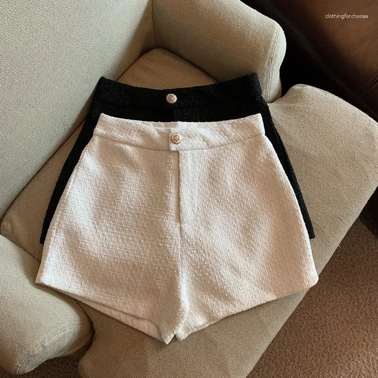 Kvinnors shorts för kvinnor 2023 Spring Slim Black Woolen Femme Y2K Kläder Pantalones Cortos de Mujer Sexig kort byxa
