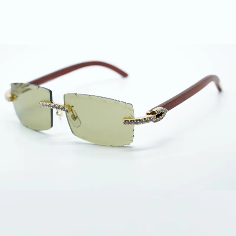 New Cool sunglasses 3524031 with XL diamond and natural original wooden legs 57 mm cut lens