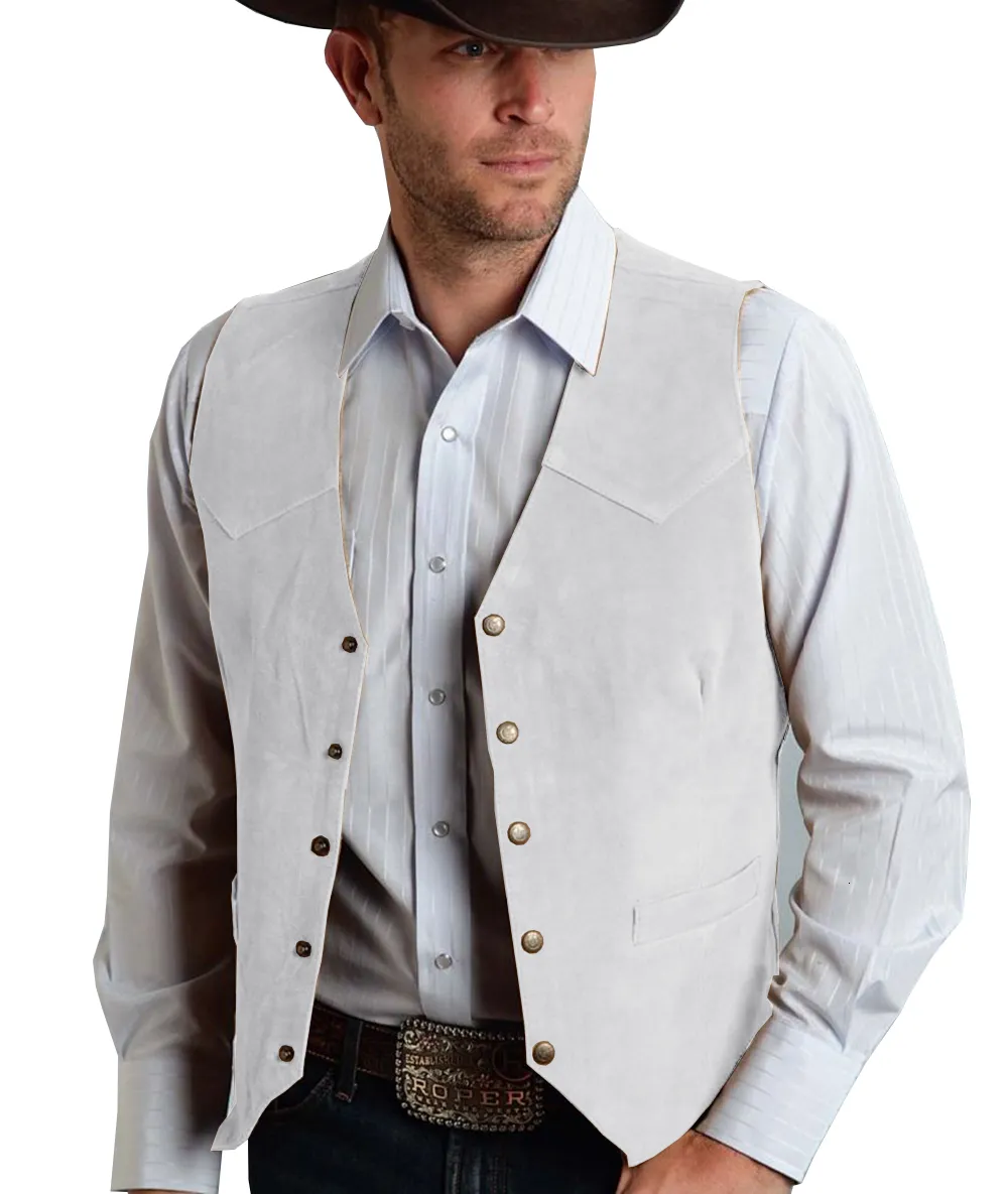 Herrenwesten Braune Weste Formeller Business-Anzug Wildlederweste Trauzeugen Für Hochzeit Cowboy 230829_voghion.com