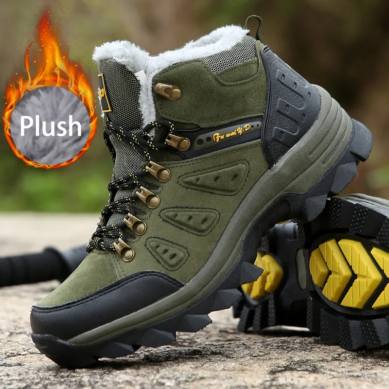 Boots Winter Hiking Shoes Men Warm Plush Snow Boots Non-slip Outdoor Mountain Climbing Shoes Cotton Sneakers Man Sports Ankle Boots 230830