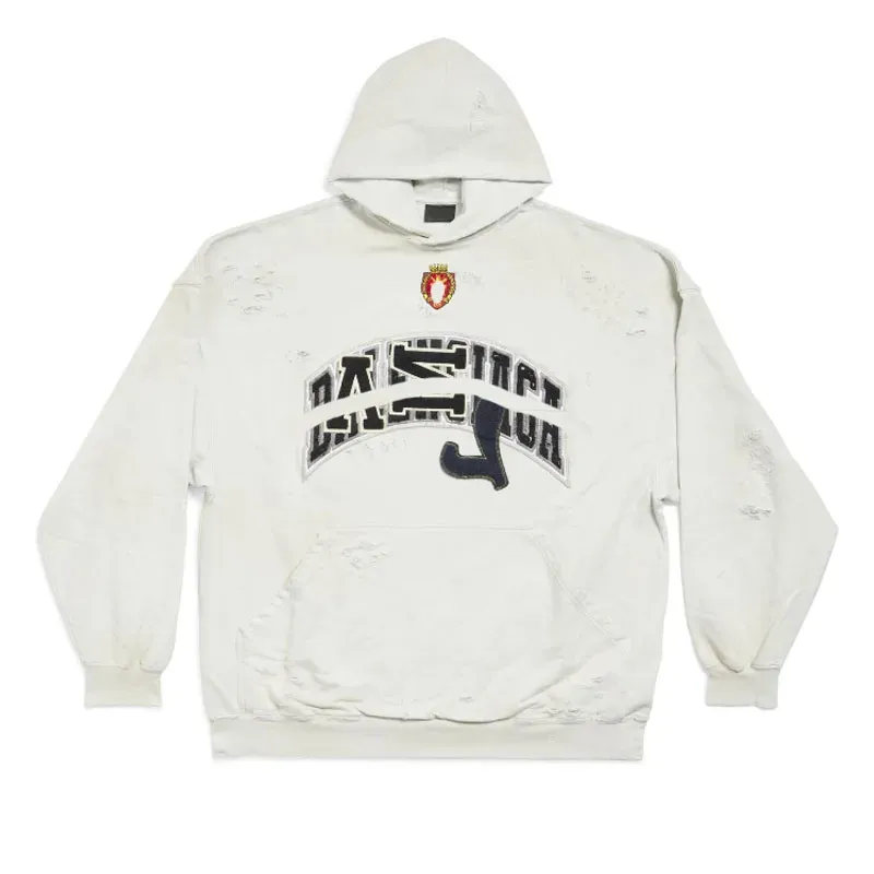 3A Skater Hoodie Oversized In White Faded Curly Fleece 100% Cotton Mens Classic Sweatshirts Sweater Luxury Woman Jackts