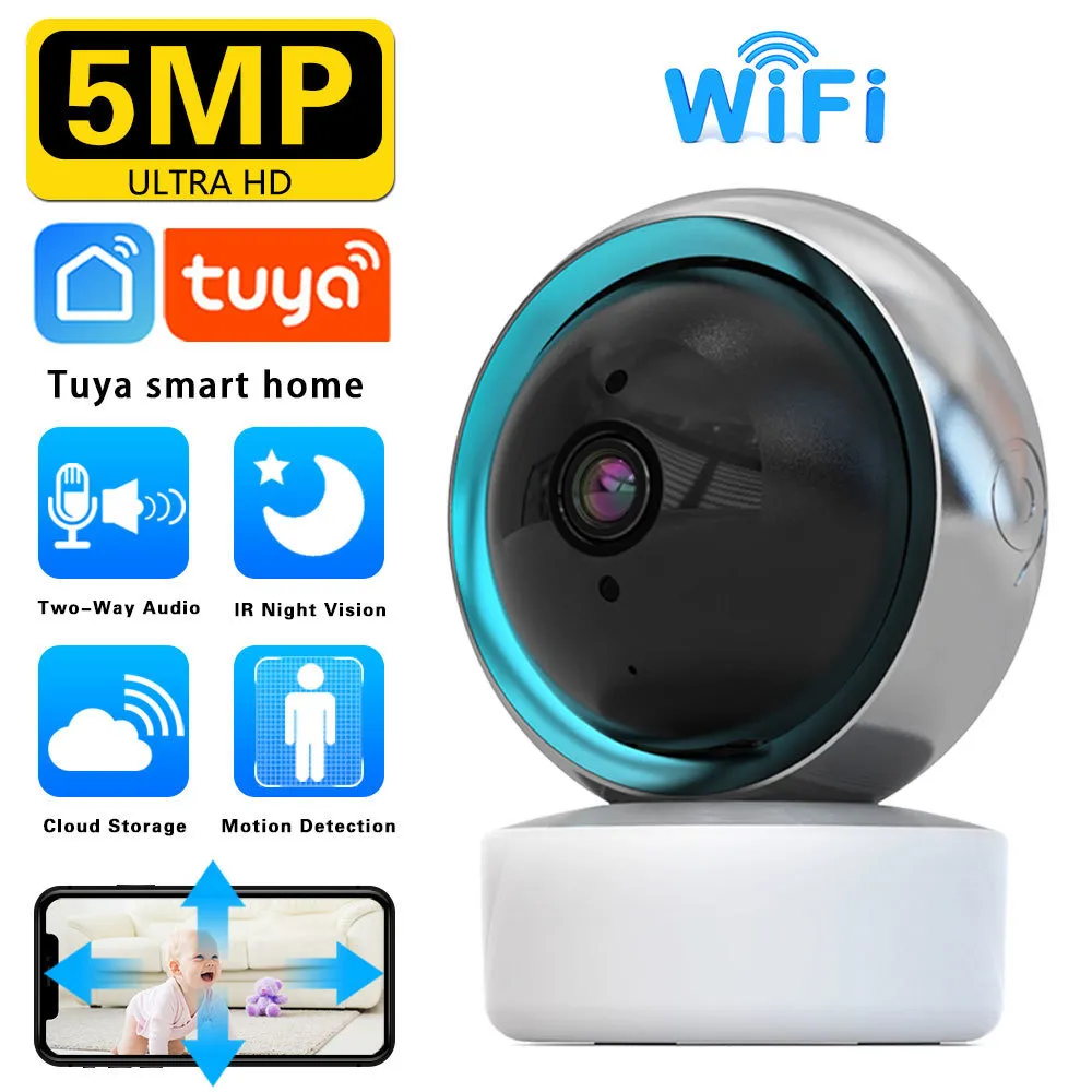 Kamery IP 5MP Tuya Wi -Fi Auto Tracking Surveillance HD Night Visic