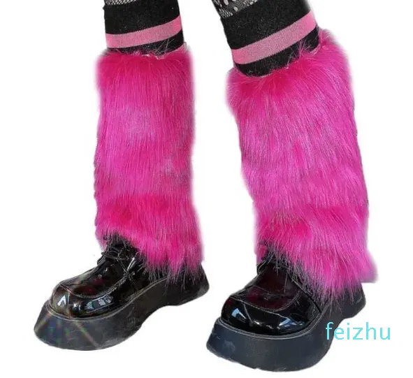 أحذية Retro Rose Red Fur Leg Heater Winterth Drapth Harajukuu Prot Prots Poots Cuffs Stockings Sticket