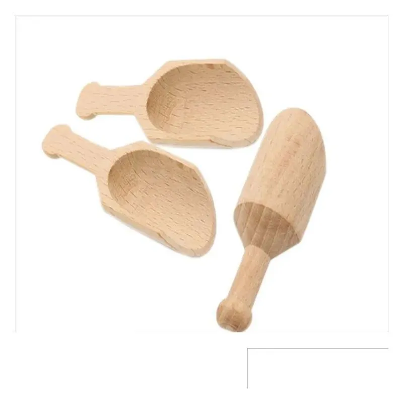 mini wooden scoop teaspoon small salt shovel bath salt spoon milk powder scoops wood condiment spoons coffee tea mini sugar spoon dbc